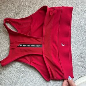 ZYIA Red Racerback Sports Bra with 'One More Rep' Back Detail